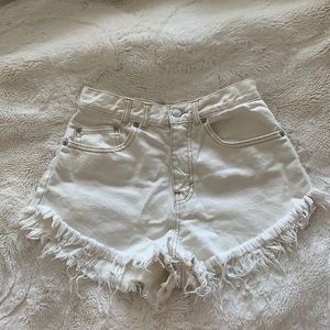 Cream Denim Shorts